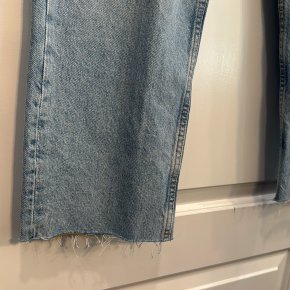 NWT MANGO Havana Straight Leg Cropped Blue Denim High Waist Jeans Size 10 - Picture 11 of 12